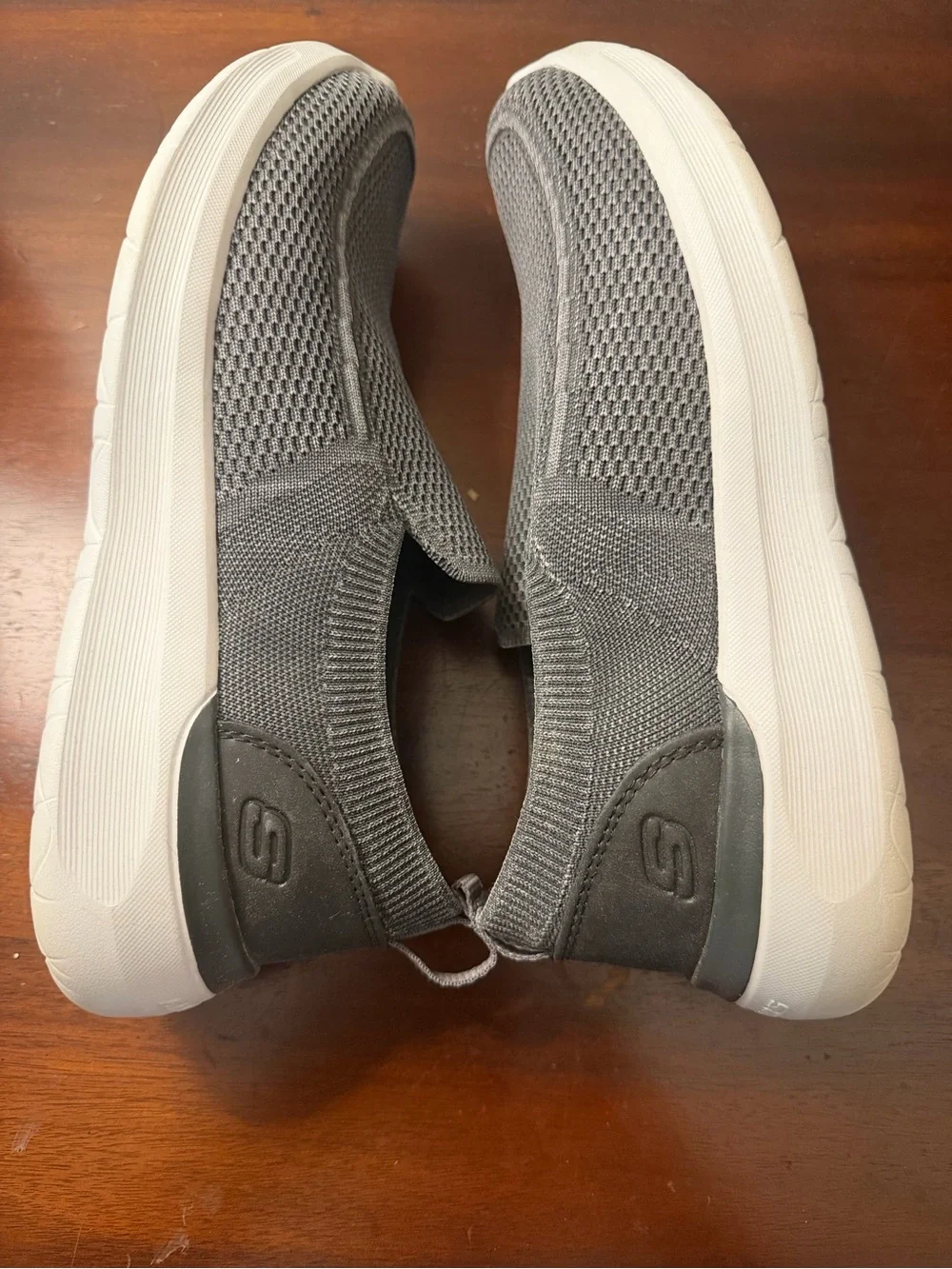 Skechers Men’s Gray Mesh Slip-On Loafers with Yellow Insole Accents